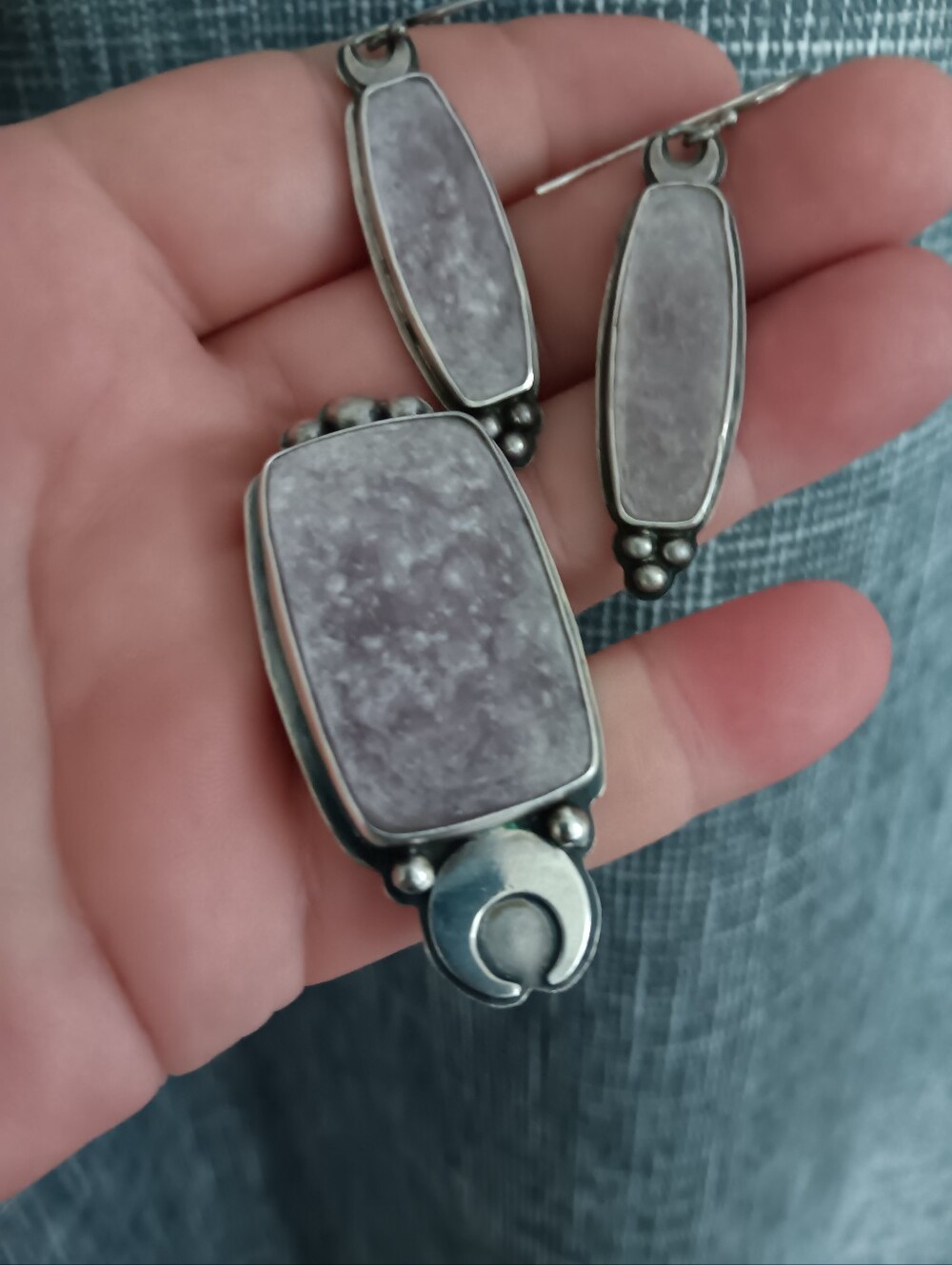 Lepidolite Sterling Ring And Earring Set
